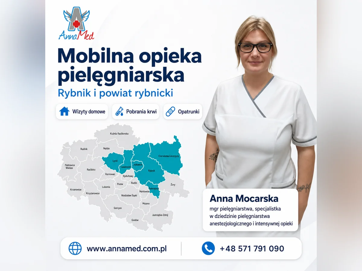 Grafika AnnaMed: Mobilna opieka pielęgniarska – Rybnik i powiat rybnicki