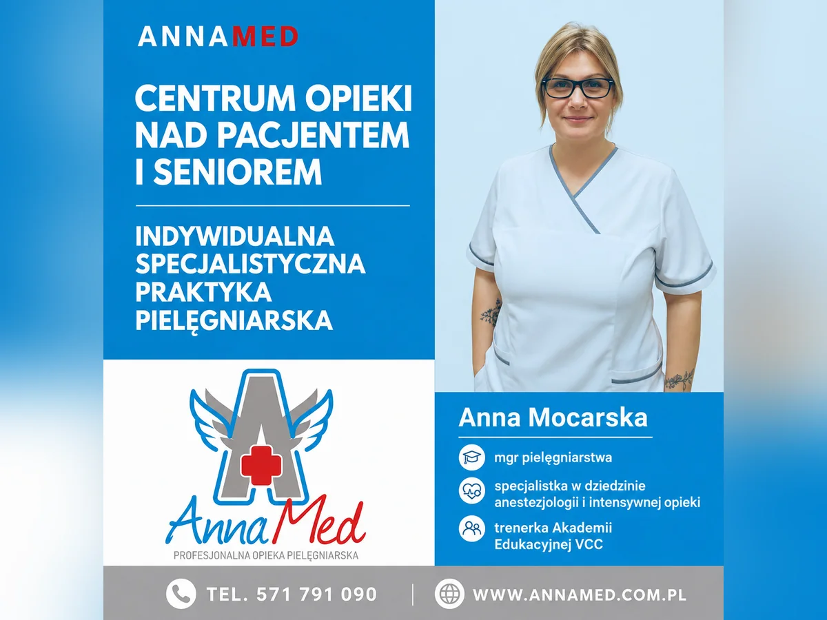 Grafika AnnaMed: Poznaj Annę Mocarską – AnnaMed Centrum Opieki nad Pacjentem i Seniorem