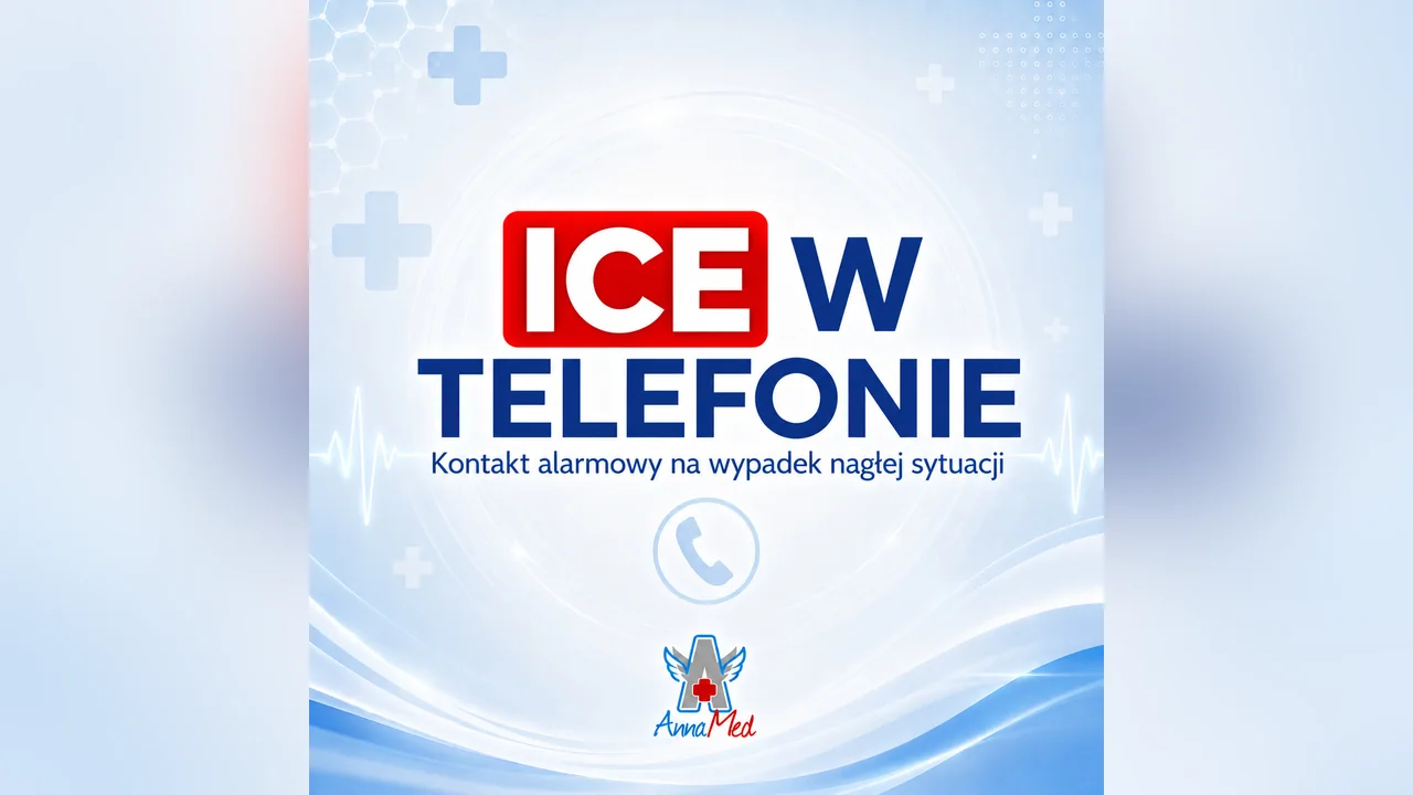 Grafika AnnaMed: ICE w telefonie – mały wpis, który może mieć ogromne znaczenie