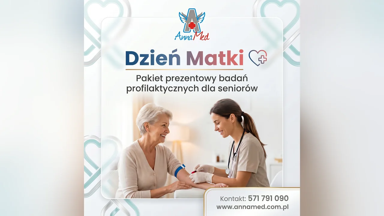 Grafika AnnaMed: Dzień Matki – pakiet prezentowy badań profilaktycznych dla seniorów
