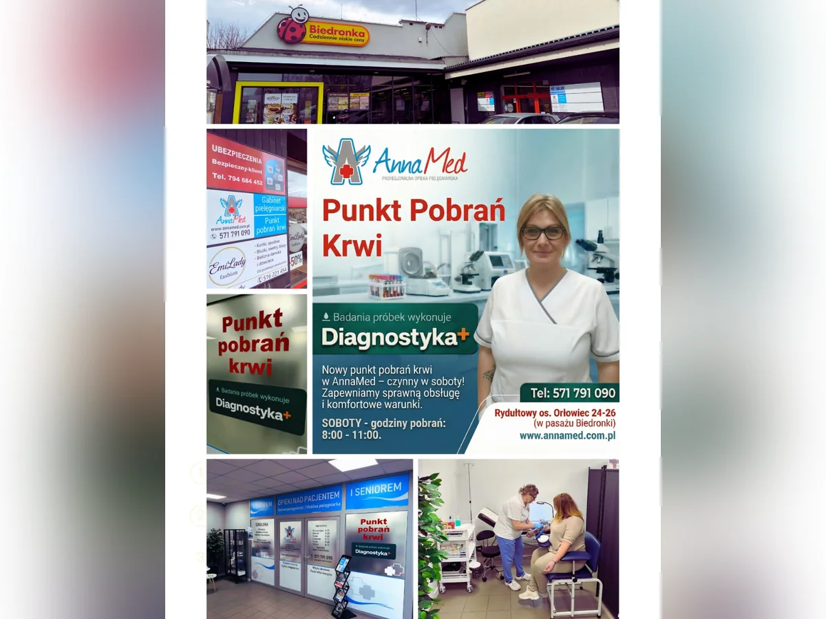 Grafika AnnaMed: Zadbaj o zdrowie tak, jak Ci wygodnie – Punkt Pobrań AnnaMed