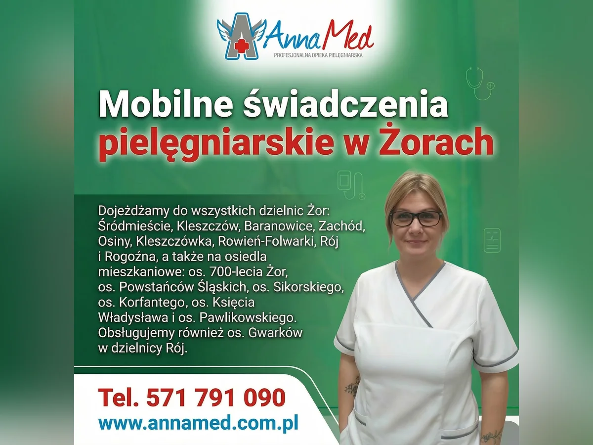 Grafika AnnaMed: Mobilne świadczenia pielęgniarskie w Żorach