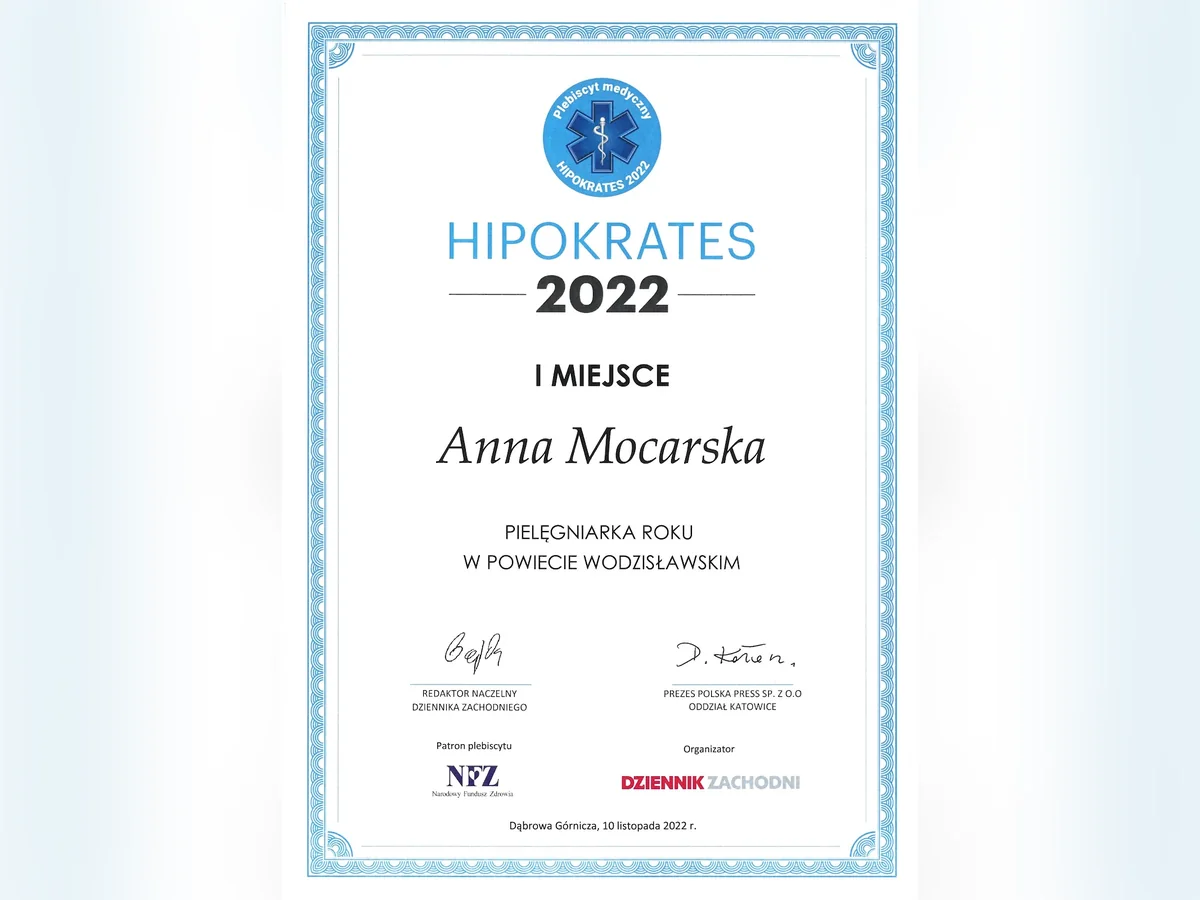 Grafika AnnaMed: Poznaj Annę Mocarską – Pielęgniarkę Roku 2022 w powiecie wodzisławskim