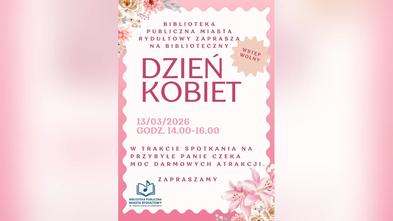 Grafika AnnaMed: Biblioteczny Dzień Kobiet w Rydułtowach – AnnaMed partnerem medycznym