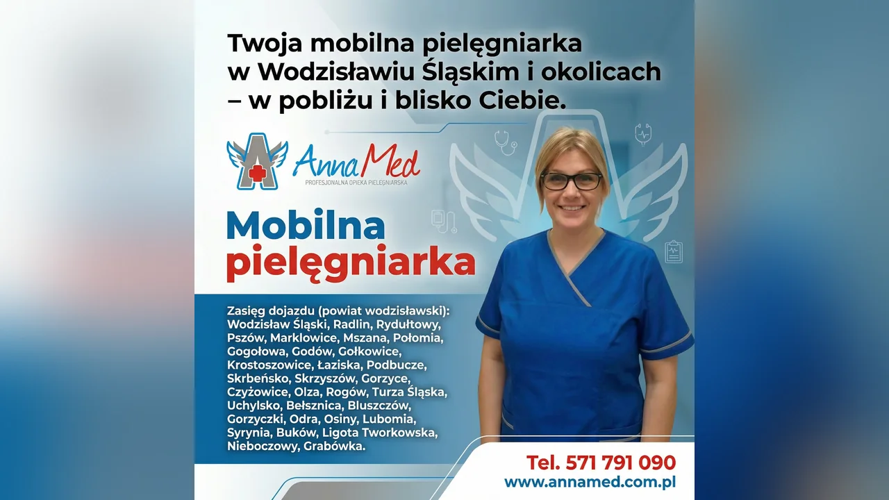 Grafika AnnaMed: Mobilna pomoc pielęgniarska w domu – powiat wodzisławski