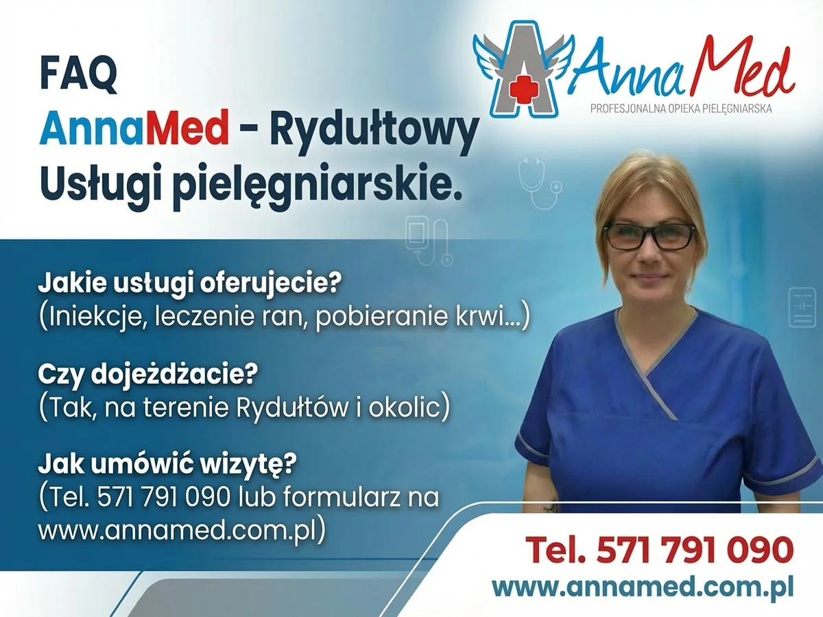 Grafika AnnaMed: FAQ AnnaMed – usługi pielęgniarskie w Rydułtowach